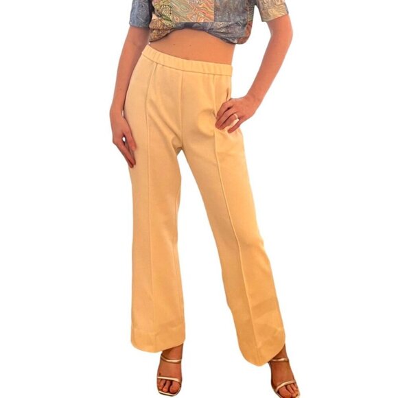American Vintage Polyester Pants High Waist Wide Legs Retro 60s 70s Ladies MED - Picture 2 of 5